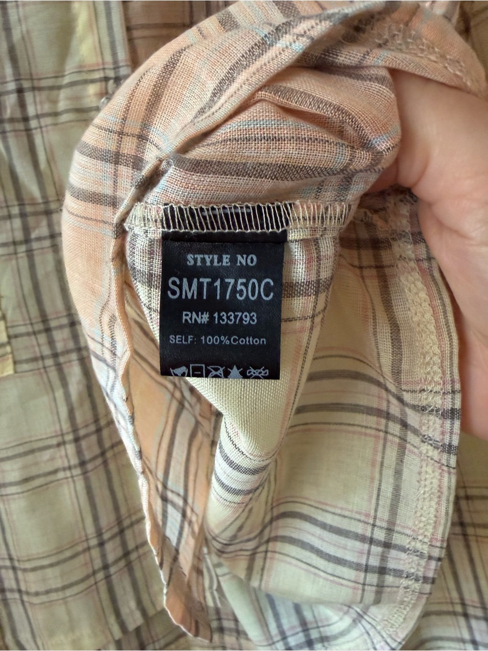 POL Pastel Plaid Shirt in Peach, Cream & Light Blue - Picture 4 of 4